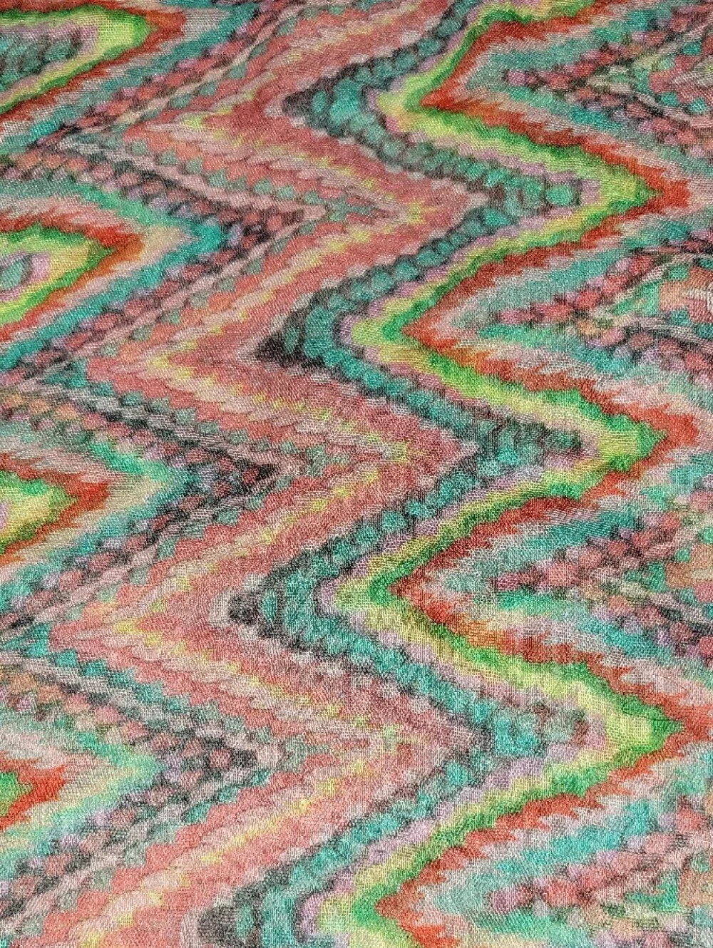 Multi-Color Woven Women's Infinity Scarf - Pink & Green Pattern